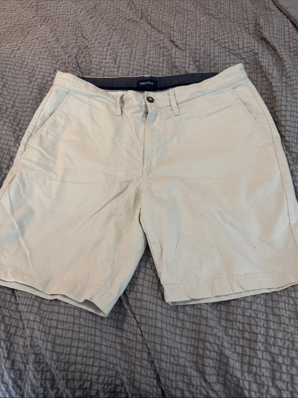 Nautica Men's Light Khaki Flat Front Chino Shorts